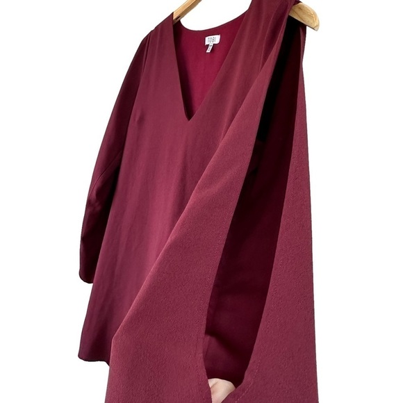 TOBI Open Sleeve Burgundy Chiffon V-Neck Dress, Medium - Picture 12 of 14
